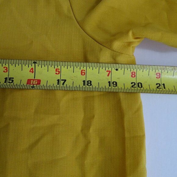 Yellow Gold Long Sleeve Collared Button Up Shirt Women Size L Casual Work - Picture 8 of 10
